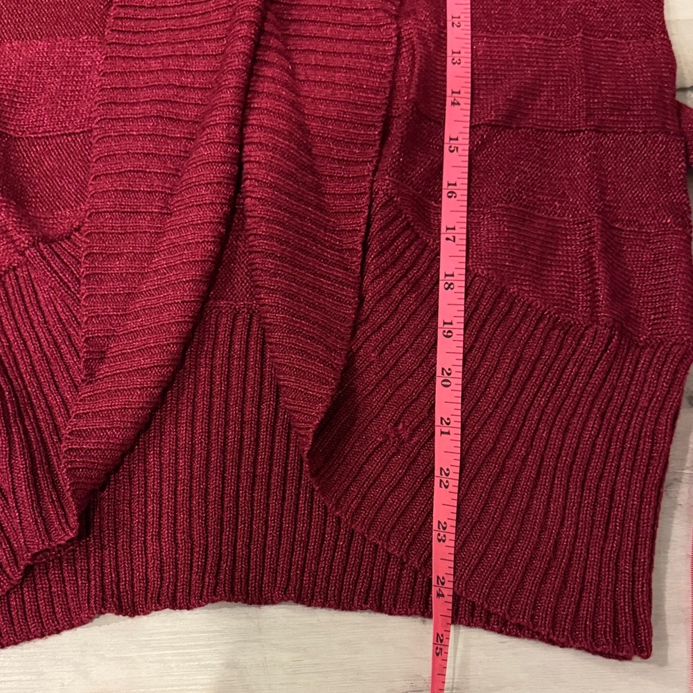 The Limited Burgundy Cardigan Sweater with belt, few small pulls. - Picture 6 of 11